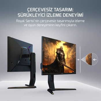 GamePower Royal T20 27 In� RGB 180Hz 0.5Ms 2K QHD Flat IPS Pivot FreeSync, Gsync Oyuncu Monit�r�