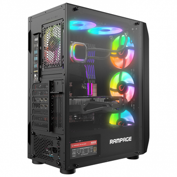 Rampage Hollow 650W 4x12cm ARGB Fan Temperli Cam Yan Panel ATX Gaming Kasa