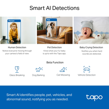 Tp-Link Tapo TC72 (C220), 2K QHD 4,0Mpix, �� Mekan WiFi, 9Mt. Gece G�r���, 360 D�n��, �ki Y�nl� Ses G�venlik Yapay Zeka Destekli Kamera