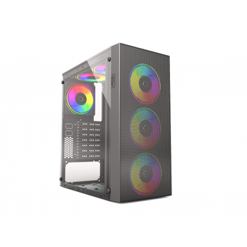 Everest Faced-V5 600W 4x12cm Fanl Tempreli Cam Atx Rainbow Oyuncu Kasas