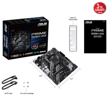 Asus Prime B550M-K ARGB AMD AM4 M2 DDR4 Micro ATX Anakart
