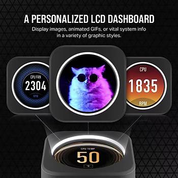 Corsair �cue H150� Elite LCD XT 360mm 3 X AF120 RGB Fan LCD Ekran �cue Commander Core Kontrolc� Siyah Dahil S�v� ��lemci So�utucusu