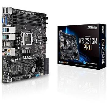 Asus WS C246M Pro Intel C246 LGA1151 DDR4 2666 DP HDMI VGA M2 USB3.1 2 Adet Lan Matx Anakart
