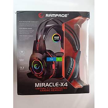 Rampage Miracle-X4 Siyah RGB Led 7.1 Surround Sound System Mikrofonlu Oyuncu Kulaklığı (OUTLET)
