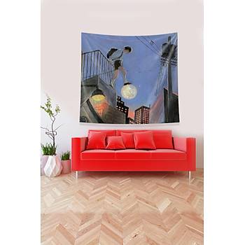 Multirenk Ayda Yryen ocuk Leke Tutmaz Kadife Kuma Duvar rts Duvar Hals Tapestry