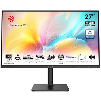 MSI Modern MD272QXP 27 Wide Quad HD Flat IPS 100Hz 1ms Adaptive Sync Pivot Type-C Monit�r