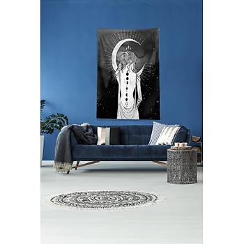 Siyah Ay Dvmeli Kz Leke Tutmaz Kadife Kuma Duvar rts Duvar Hals Tapestry