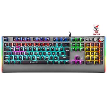 Rampage KB-R210 FAVORY Rainbow Ayd�nlatmal� Kristal Red Switch Mekanik Gaming Oyuncu Klavyesi