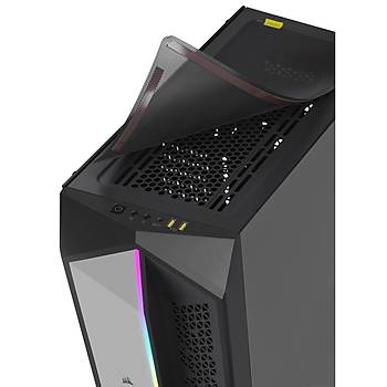 Corsair CC-9011215-WW 470T RGB Temperli Cam Yan Panel Mid Tower Bilgisayar Kasas Siyah