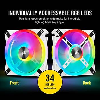 Corsair CO-9050103-WW QL120 RGB 120 MM Drt RGB Renk Dngl Beyaz PWM Kasa Fan