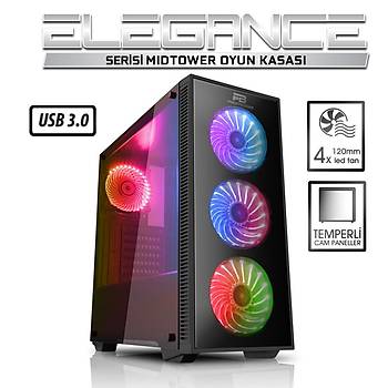 Power Boost Elegance Serisi VK-G1007RGB USB3.0 Cam RGB Gaming Bilgisayar Kasas