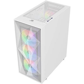 PowerBoost PB-P3509BW USB 3.0 ATX Mesh ARGB Fan Beyaz Kasa