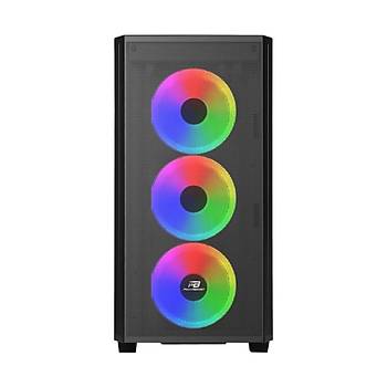 PowerBoost PB-P2252BB USB 3.0 ATX Mesh Ring ARGB Fan Siyah Kasa
