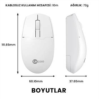 Lenovo Lecoo WS204-B Beyaz Kablosuz Mouse