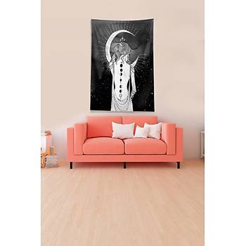 Siyah Ay Dvmeli Kz Leke Tutmaz Kadife Kuma Duvar rts Duvar Hals Tapestry