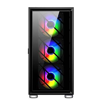 1St Player AR7-G Siyah 650W 80+ Silver ATX 3.1 Argb 4x12cm Fan Temperli Cam USB 3.0 ATX Bilgisayar Kasas�