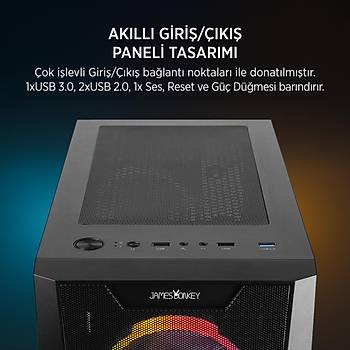James Donkey Helix H800 4xRainbow Fan Temperli Cam 550W 80+ Bronze ATX Siyah Gaming (Oyuncu) Kasa