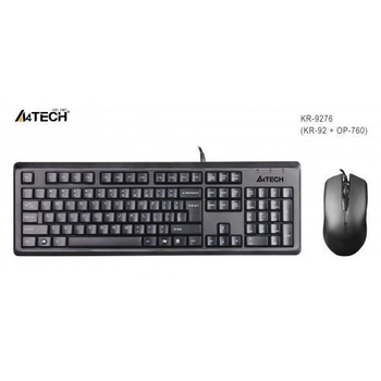 A4 Tech  Siyah USB Kablolu Trke Q Multimedya KR-9276 Klavye Mouse Set