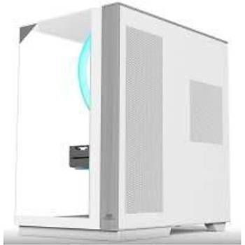 PowerBoost ECLIPSE 8*ARGB Fan Triple Temperli Cam Type-C Mid-T Ah�ap Sea View ATX Gaming Beyaz Kasa