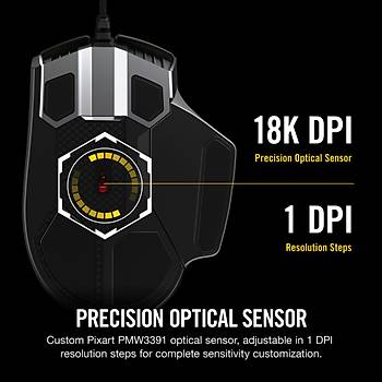 Corsair CH-9302311-EU Glaive RGB Pro 18.000 DPI FPS/Moba Aluminyum Tabanlı Oyuncu Mouse
