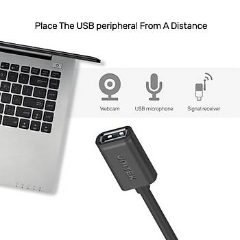Unitek USB 2.0 Uzatma Kablosu 1.5Mt (M)USB 2.0 to (F)USB 2.0 (Y-C449GBK)
