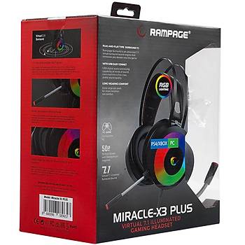Rampage Miracle X3 Plus RGB Led 7.1 Mikrofonlu Oyuncu Kulakl