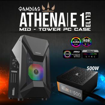 Gamdias Athena E1 Elite 500W Tempered Glass Mesh ARGB ATX Bilgisayar Kasas�