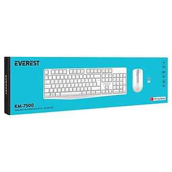 Everest KM-7500 Beyaz Kablosuz Q Multimedia Klavye + Mouse Set