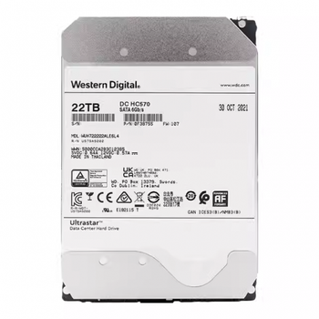 WD Ultrastar WUH722222ALE6L4 3.5�n� 22TB 512Mb 7200Rpm 7/24 Enterprise Data Center - G�venlik - Nas - Server Harddisk (DC HC570) (0F48155)