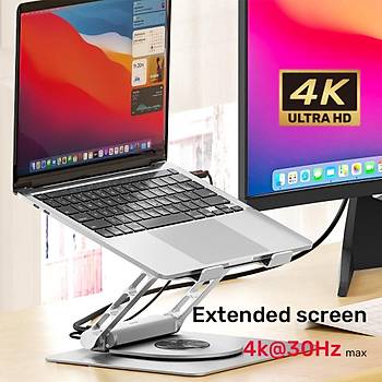 Unitek 360 Derece D�ner 5in1 Metal Notebook Stand� (ethernet, 2xusd3.0, Hdmi, 100w Pd) (d1109b01)