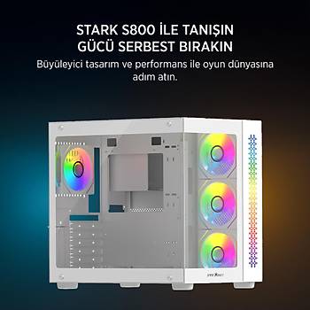 James Donkey Stark S800 750W 4xARGB Fan Temperli Cam ATX Beyaz Gaming (Oyuncu) Kasa