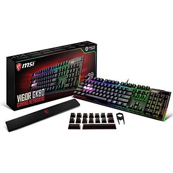 Msi GG Vigor GK80 CR US Gaming Keyboard Gerçek Mekanik N-Key %100 Antighosting Alüminyum Cherry MX Red Ýngilizce Q Her Tuþ 16 Milyon Oyuncu Klavyesi