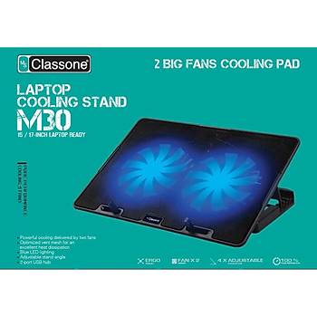 Classone M30 Gaming Mavi Led Notebook Soutucu,14-17 inch, 2 Fan - Outlet
