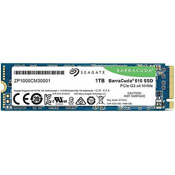 Seagate Barracuda 510 SSD 1TB ZP1000CM3A001 PCIe Gen3 X4 NVME M2 3.400MB/S Okuma Hýzý 2.000MB/S Yazma Hýzý SSD