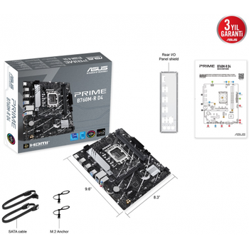 ASUS PRIME B760M-R D4 2xDDR4 2x M.2 HDMI 12-13-14.Nesil LGA1700 Soket Anakart
