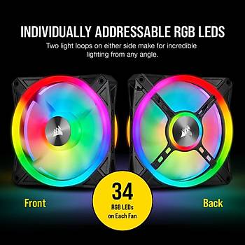 Corsair CO-9050097-Ww Icue QL120 RGB 120 MM Dort RGB Renk Dngl PWM Kasa Fan