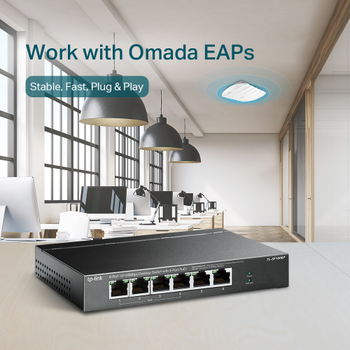 Tp-Link Omada TL-SF1006P 6 Port MegaBit Metal Kasa 4 Port PoE 67W Ynetilemez Masast Switch