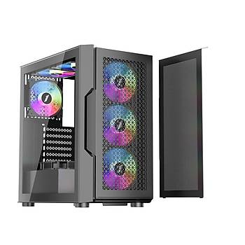 1ST Player Trilobite T7 Siyah 650W 80+ ARGB 4X12CM Fan Temperli Cam Mesh USB 3.0 ATX Bilgisayar Kasas�