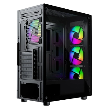 GameBooster ROUND A650B 600W APFC USB 3.0 Mesh 4*Rainbow Fanl� Mid-T ATX Gaming Siyah Kasa