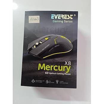Everest Mercury X8 Usb Siyah 6D Optik Oyun Mouse (OUTLET)