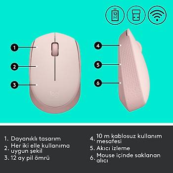 Logitech M171 Kablosuz Mouse - Rose 910-006865