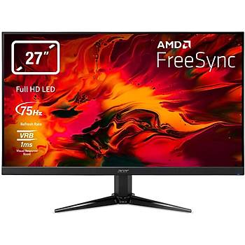 Acer Nitro 27QG271BII 1920x1080 1MS 75HZ 300 Nits Freesync VA Led VGA 2xHDMI Zeroframe Black Gaming Monitr