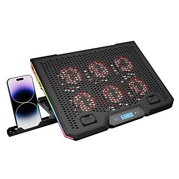 Rampage Blizzard R7 RGB I��kl� 6 Fanl� LCD Ekranl� 2 Usb Soketli 15.6 Notebook So�utucu Stand