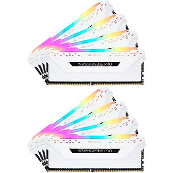 Corsair CMW128GX4M8C3200C16W 128GB (8X16GB) DDR4 3200MHz CL18 Vengeance RGB Pro Beyaz Soðutuculu DIMM Bellek Ram