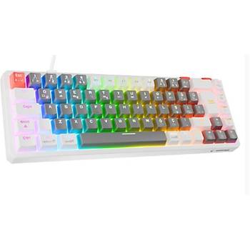Rampage Yoru Mini Gri-Beyaz Rgb Tkl Red Switch Kablolu Mekanik Oyuncu Klavyesi