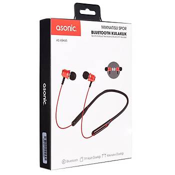 Asonic AS-XBK65 K�rm�z� Boyun Ask�l� M�knat�sl� Bluetooth+TF Kart Spor Kulak i�i Kulakl�k