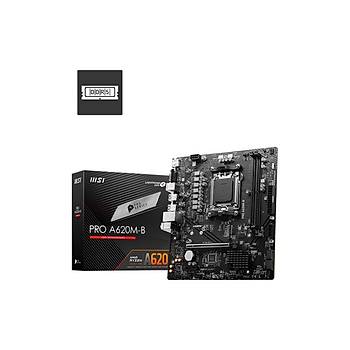 MSI Pro A620M-B DDR5 6800MT/S 1XVGA 1XHDMI 1XM.2 USB3.2 MATX AM5 (AMD 7000,8000 VE 9000 Seri ��lemci Uyumlu)