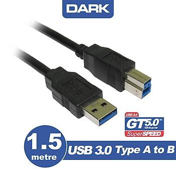 Dark USB 3.0 1.5m Yaz�c� Kablosu (USB3.0 A Tip Erkek / B Tip Erkek)