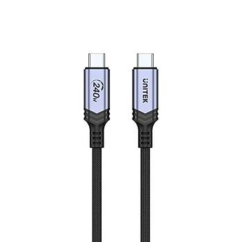 Unitek Type-C to Type-C (240W) 2Mt H�zl� �arj Kablosu (C14110GY-2M)