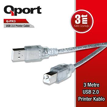 QPortQ-PR3 Usb 2.0 3 Metre Printer Kablosu